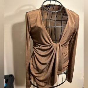 🌟 womens size medium dress casual wear long sleeved brown sexy